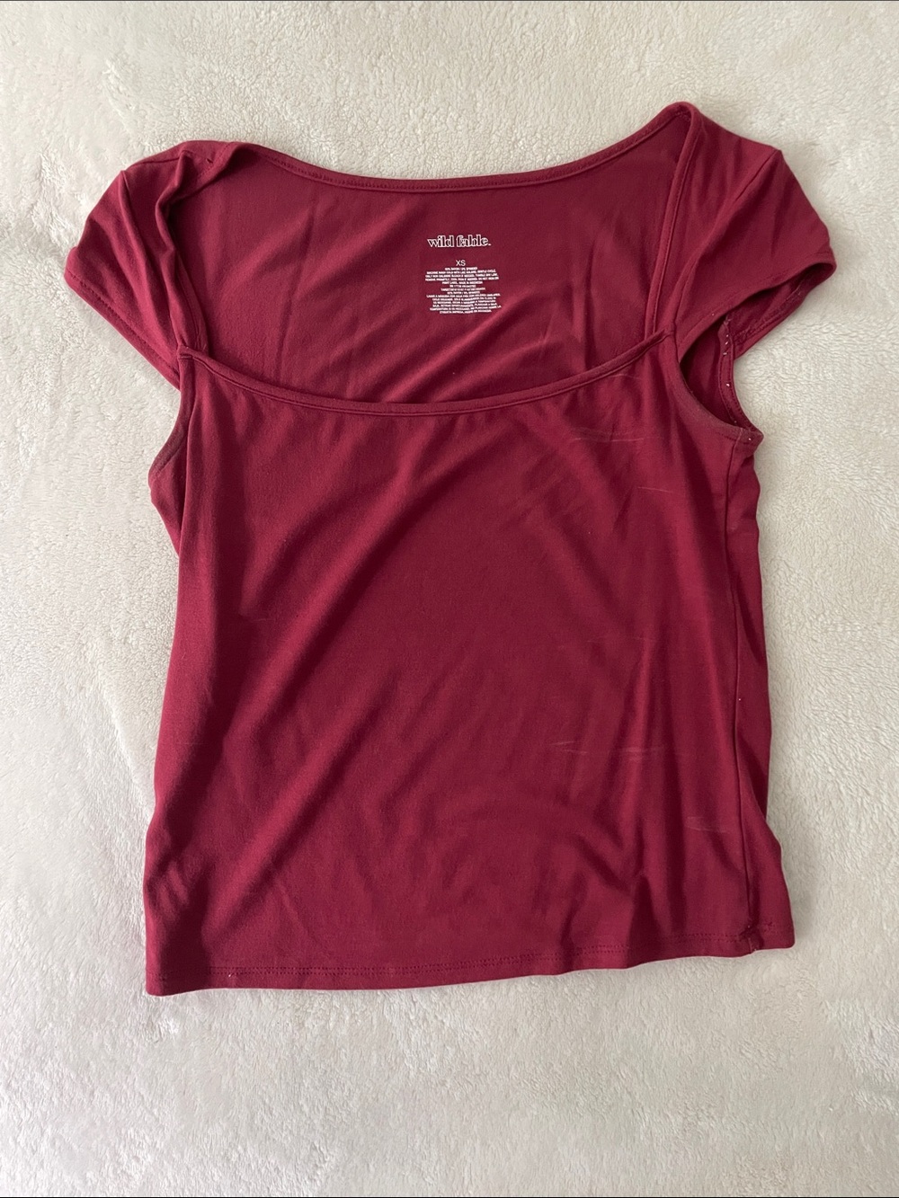 wild fable Scoop Neck Short Sleeve Top - Burgundy Red